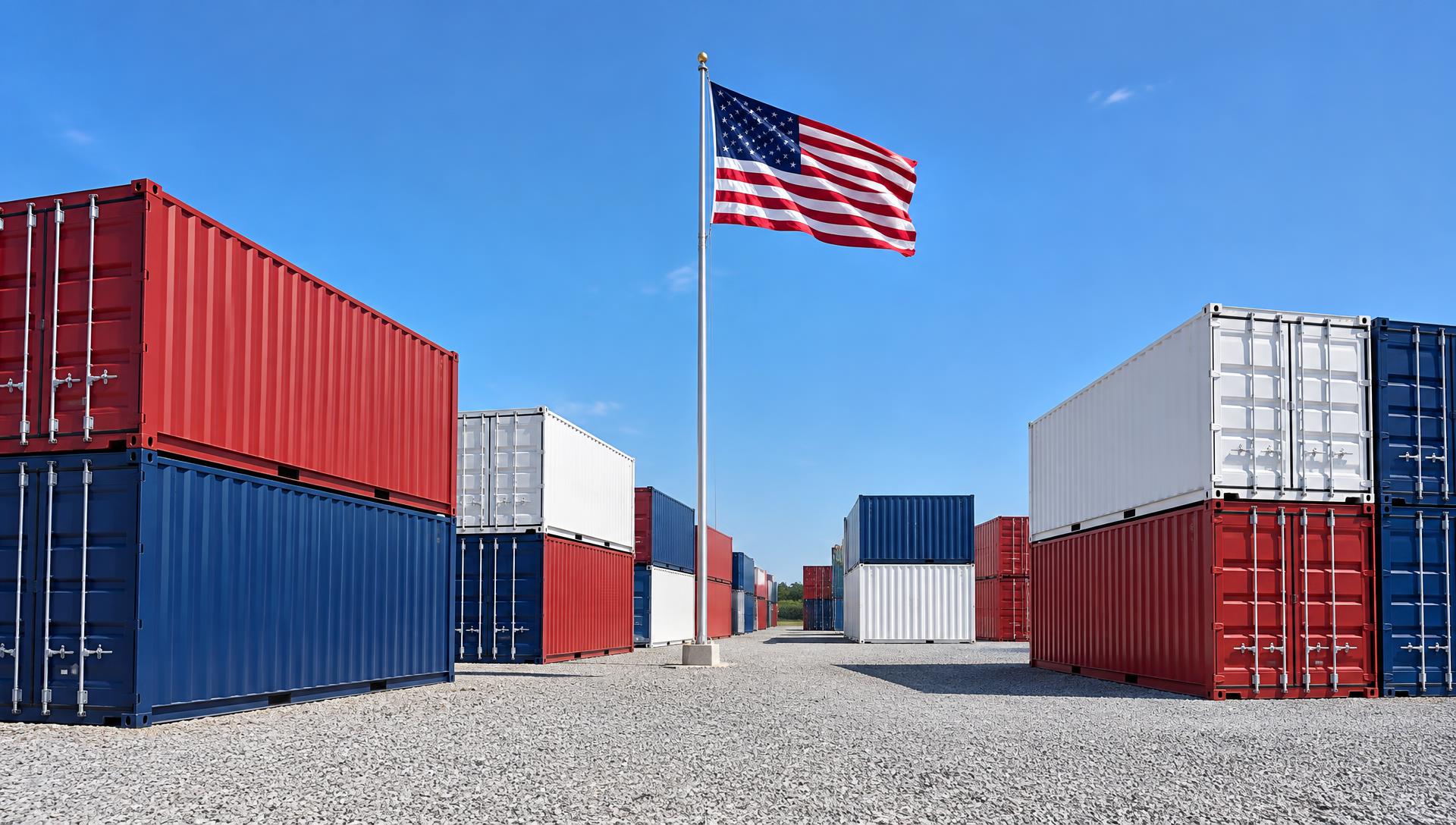Stacked shipping containers at the depot